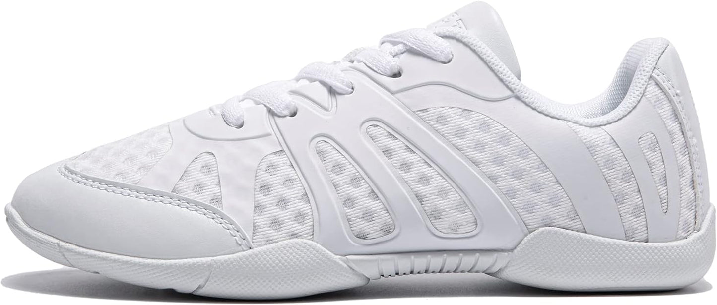 white Cheer Shoes for Womens Cheerleading shoes Girls Youth White Competition Cheerleading Gear Dance Shoe Sports Tennis Training Athletic Flats Breathable Soft comfortable kids cheer sneaker size