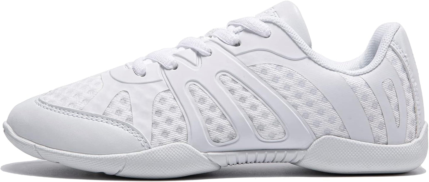 white Cheer Shoes for Womens Cheerleading shoes Girls Youth White Competition Cheerleading Gear Dance Shoe Sports Tennis Training Athletic Flats Breathable Soft comfortable kids cheer sneaker size