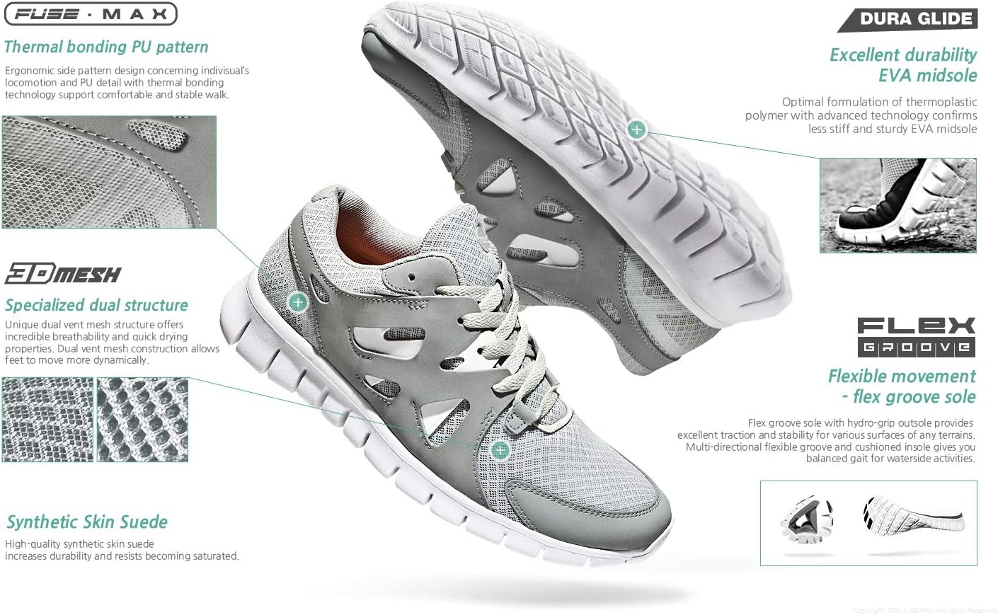 TSLA Men's Sports Running Shoes, Lightweight Breathable Walking Casual Sneakers, Performance Gym Training Athletic Shoes