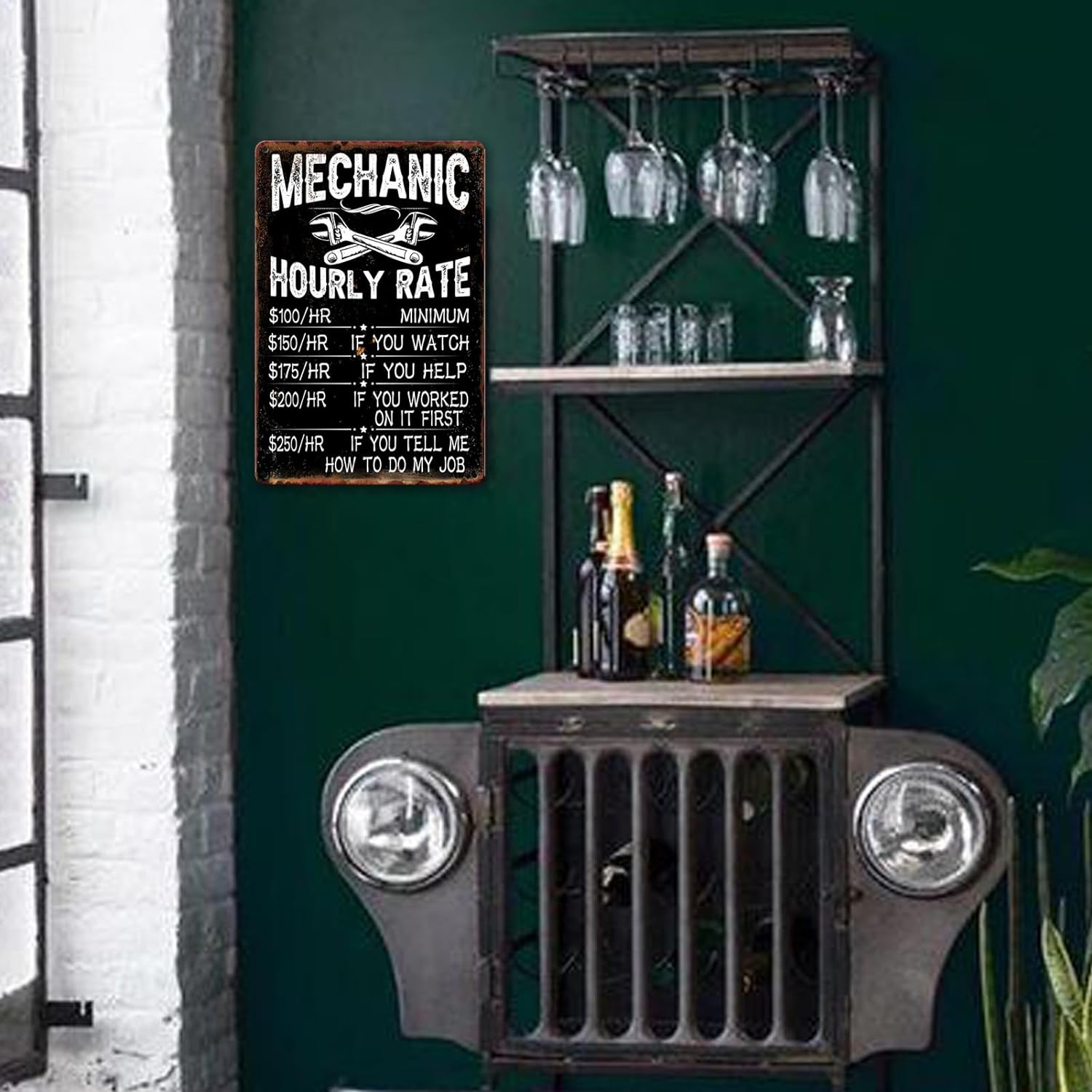 Mechanic Hourly Rate Reproduction Metal Tin Sign Mechanic Shop Decor Funny Mechanical Metal Signs Garage Shop Rates Tin Signs Vintage Wall Decor Metal Art Mechanic Car Signs Decor Maintenance Workshop Plaque 12x8 Inch