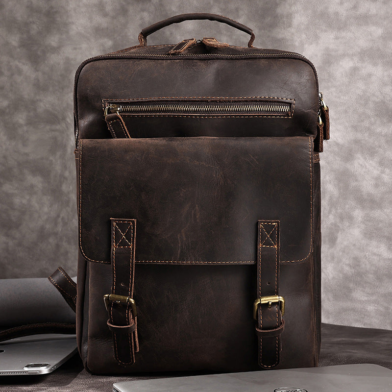 Genuine leather men's backpack