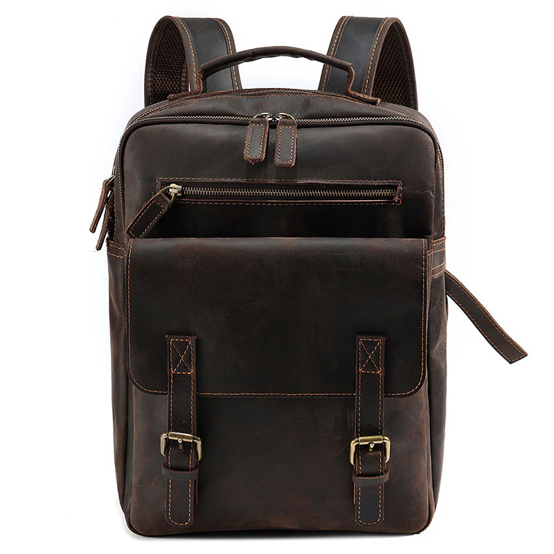 Genuine leather men's backpack