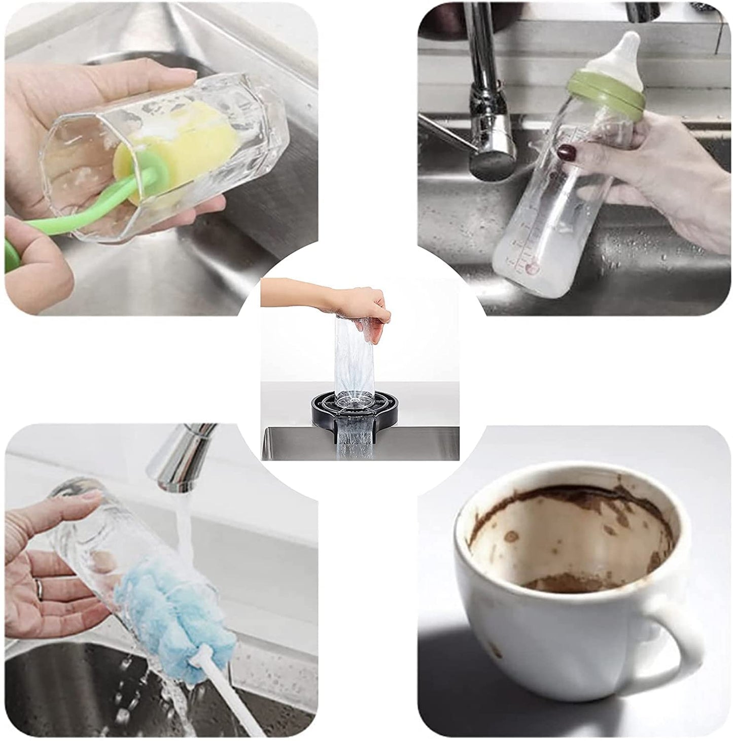 pipicars High Pressure Automatic Glass Cup Washer Bar Cup Cleaner