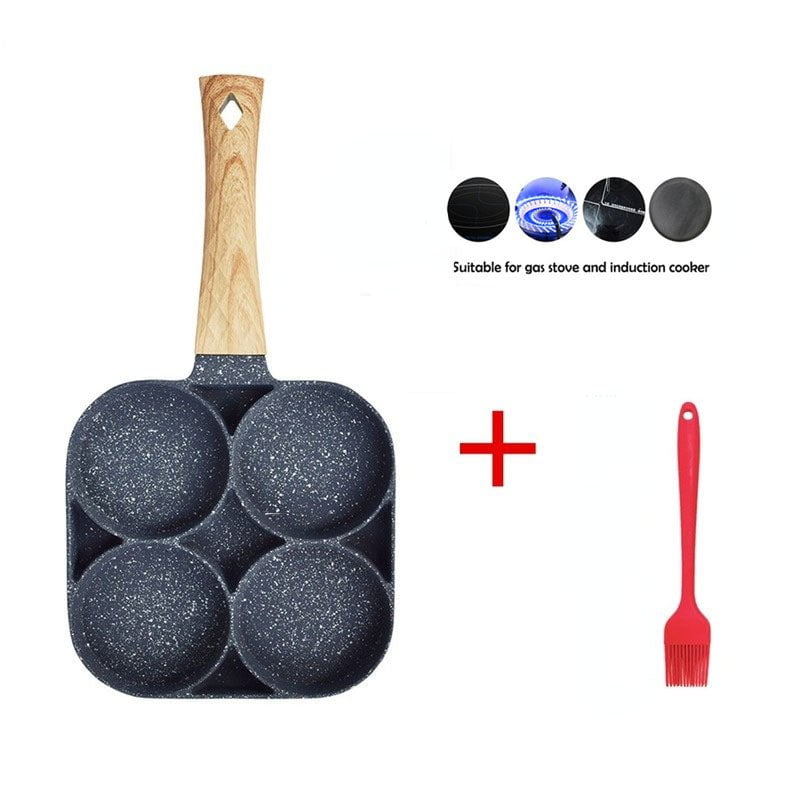 pipicars 2/4 Hole Frying Pot Pan Thickened Omelet Pan Non-stick Egg Pancake