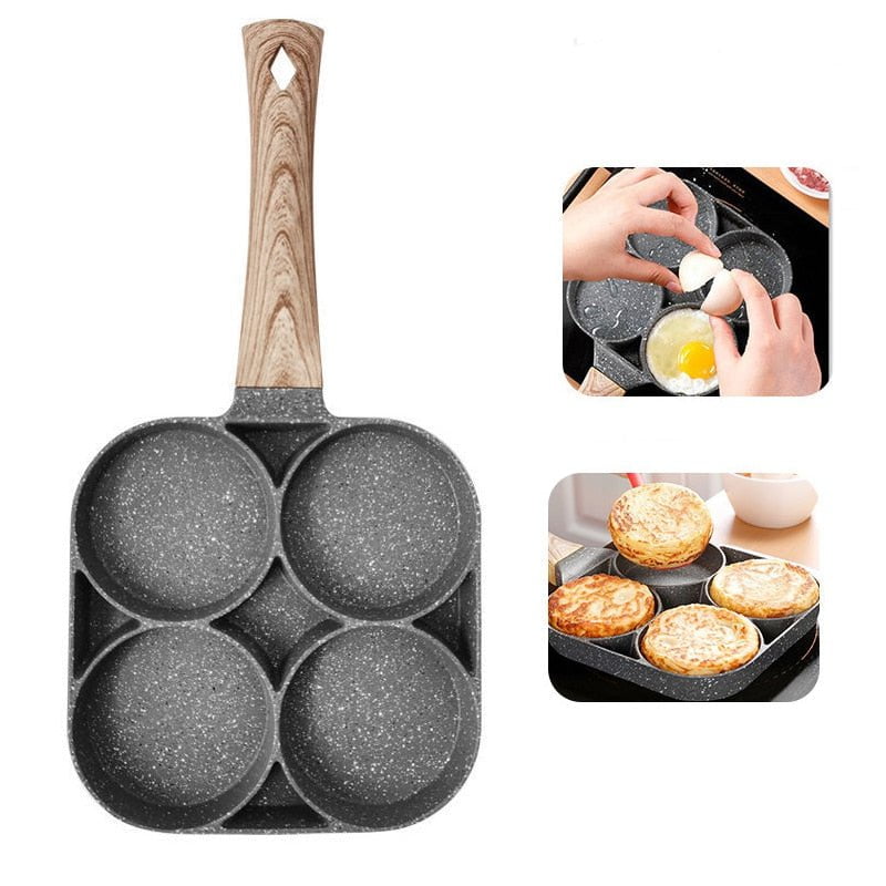 pipicars 2/4 Hole Frying Pot Pan Thickened Omelet Pan Non-stick Egg Pancake