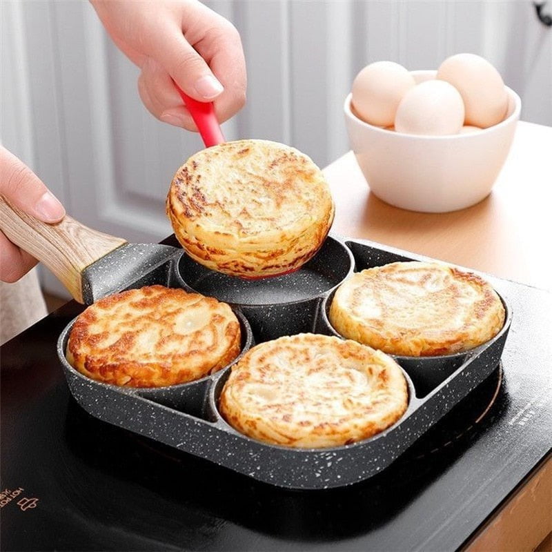 pipicars 2/4 Hole Frying Pot Pan Thickened Omelet Pan Non-stick Egg Pancake