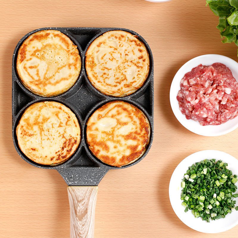 pipicars 2/4 Hole Frying Pot Pan Thickened Omelet Pan Non-stick Egg Pancake