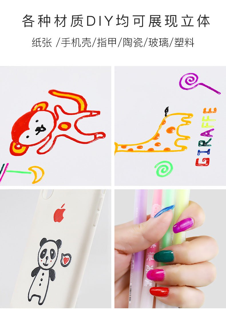 pipicars 12pcs/set 3D Jelly Pen DIY Mobile Phone Shell