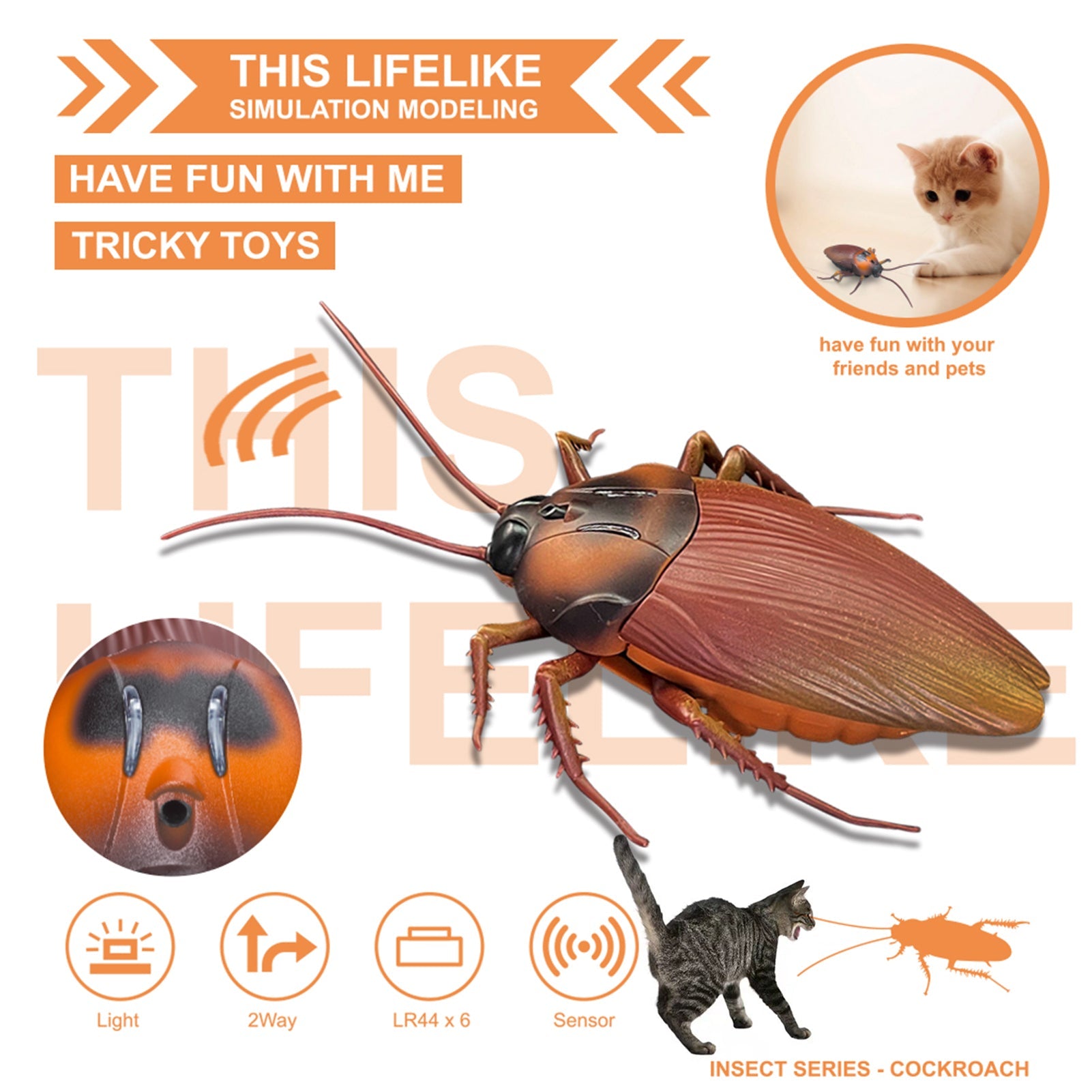 pipicars Cockroach Electronic Pet Realistic Cockroach Prank Model